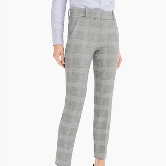 J.Crew 365 Womens Gray Cameron Ankle Cropped Pants 6T Plaid Houndstooth Stretch - Picture 1 of 16